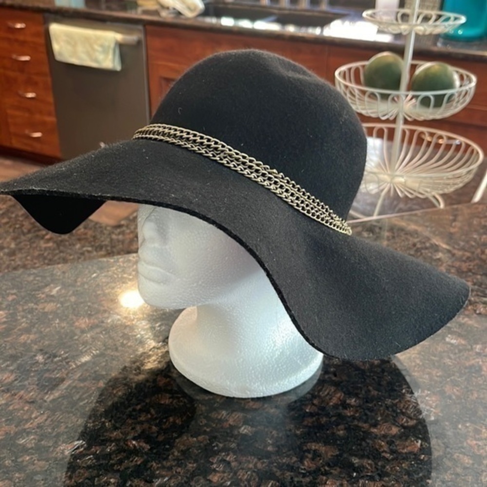 Something special brand wool floppy hat chain accent